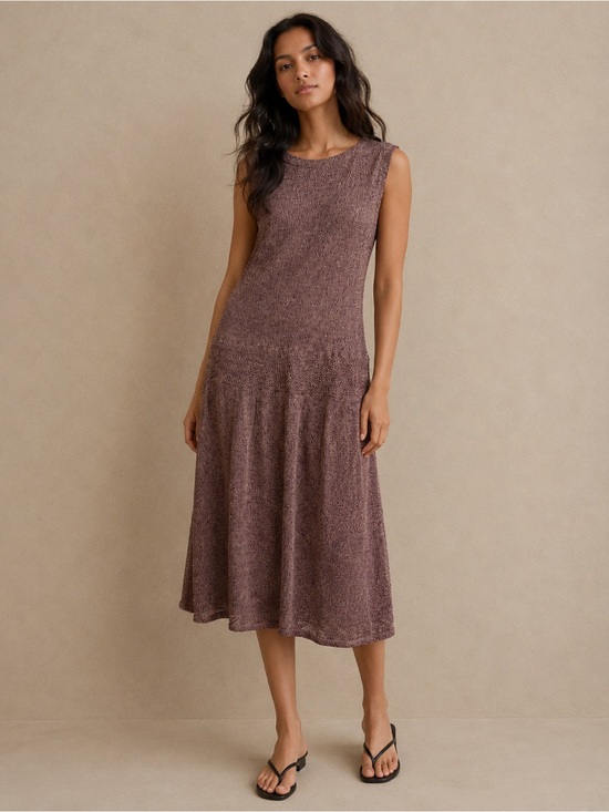 Jones New York Dresses & Skirts - Jones New York Metallic Purple& Gold Sleeveless Textured Midi Sweater Dress Sz L